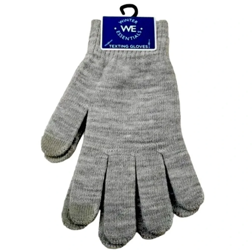 WE Texting Touchscreen Gloves 2 Pair Warm Winter Stretchy Knit Gray OS Unisex